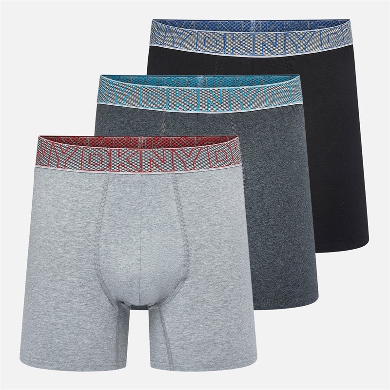 DKNY Herre Dansville Tre Pak Længere Boxer Trunks Sort/Charcoal/Grey Marl - Billede 1