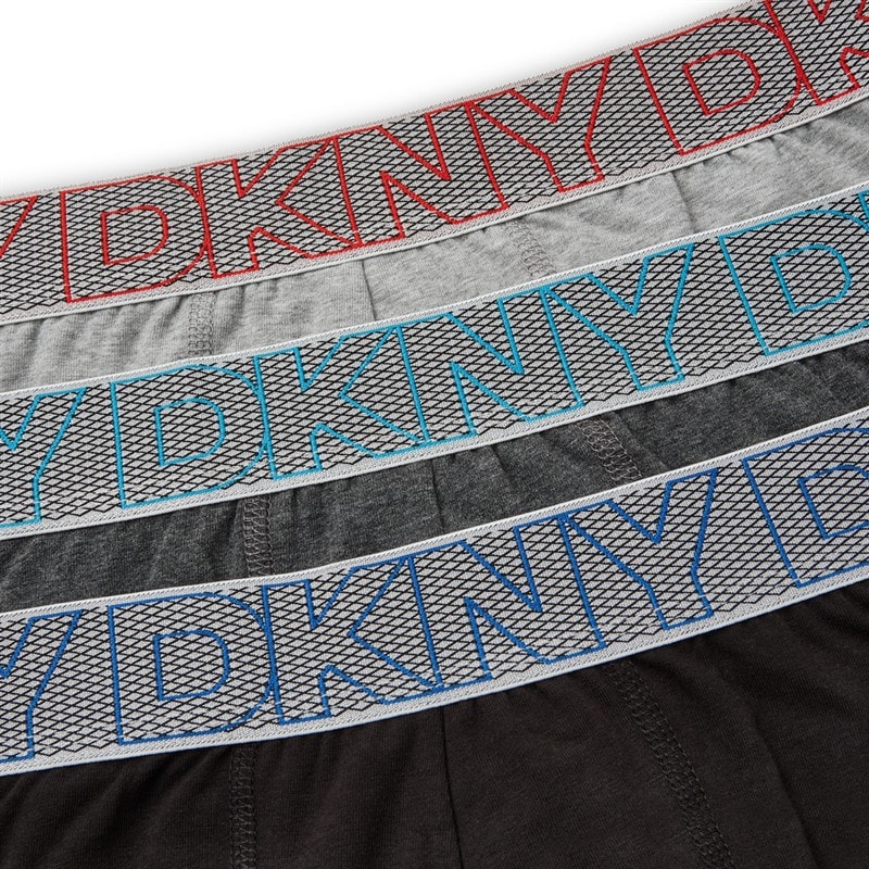 DKNY Herre Dansville Tre Pak Længere Boxer Trunks Sort/Charcoal/Grey Marl - Billede 2