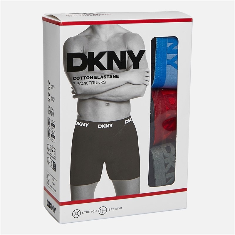DKNY Herre Ajo Tre Pak Medium Boxer Trusser Sort/Blå/Rød/Military - Billede 2