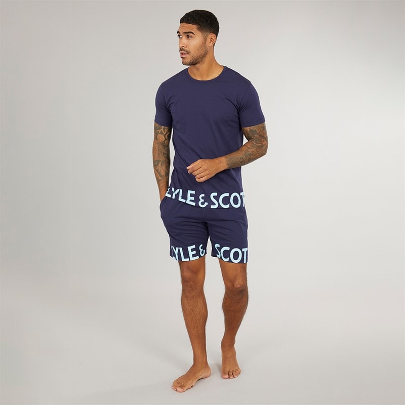Lyle And Scott Vintage Herre Carter T-shirt og shorts sæt Peacoat - Billede 3