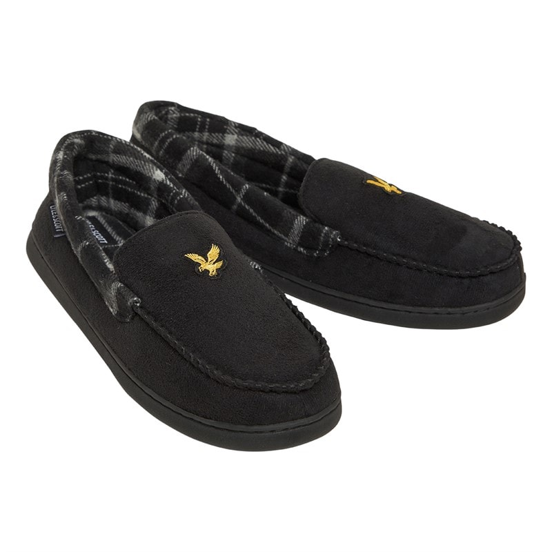 Lyle And Scott Vintage Herre Montague Mocassin-Tøfler Sort/Grå Tjek