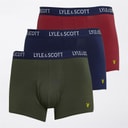 Lyle And Scott Vintage Herre Barclay Tre Pakke Boxer Trunks Ruby Wine/Peacoat/Climbing Ivy