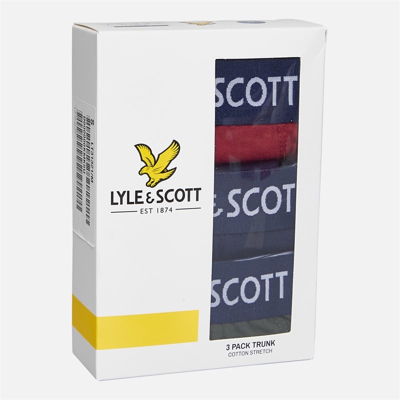 Lyle And Scott Vintage Herre Barclay Tre Pakke Boxer Trunks Ruby Wine/Peacoat/Climbing Ivy - Billede 2