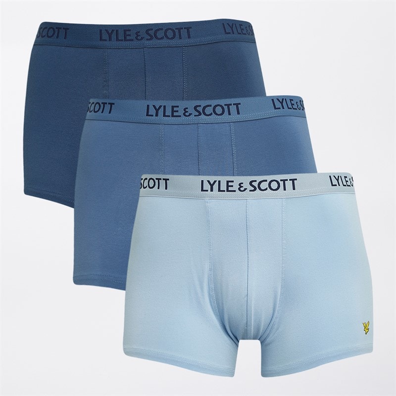 Lyle And Scott Vintage Herre Barclay Tre Pakke Boxer Trunks Blue Horizon/Chambray Blue/Dark Denim - Billede 1