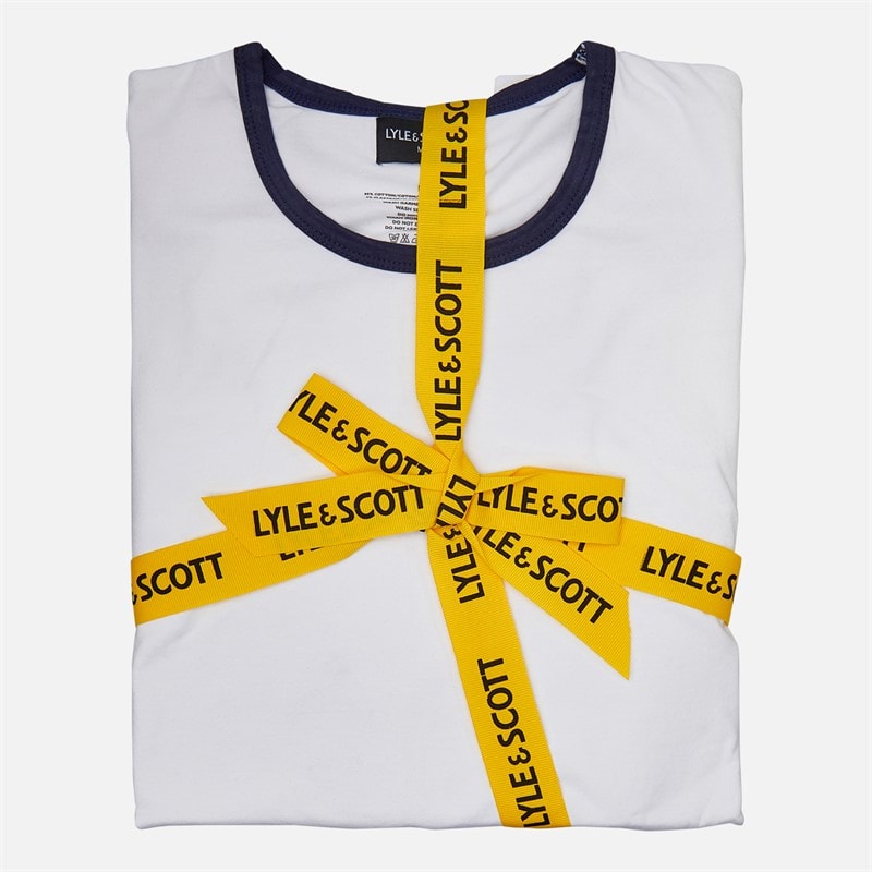 Lyle And Scott Vintage Herre Zephaniah T-shirt og shorts loungewear sæt Bright White/Peacoat - Billede 2