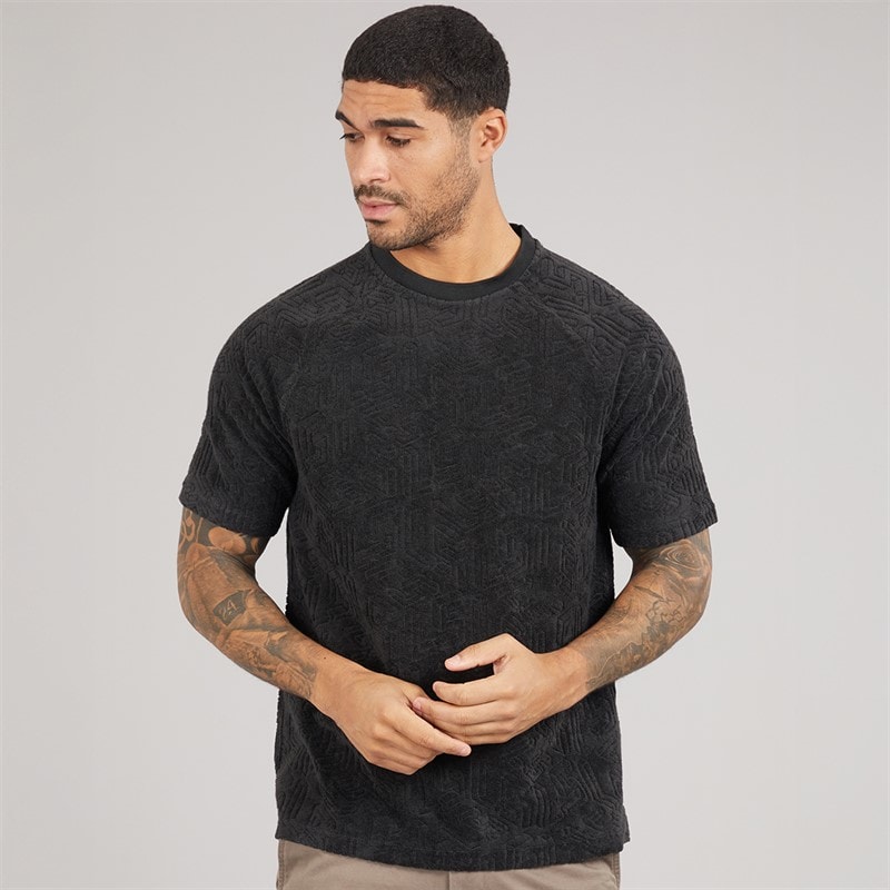 Lyle And Scott Vintage Herre Emblem Frotté T-shirt Z865 Jet Black