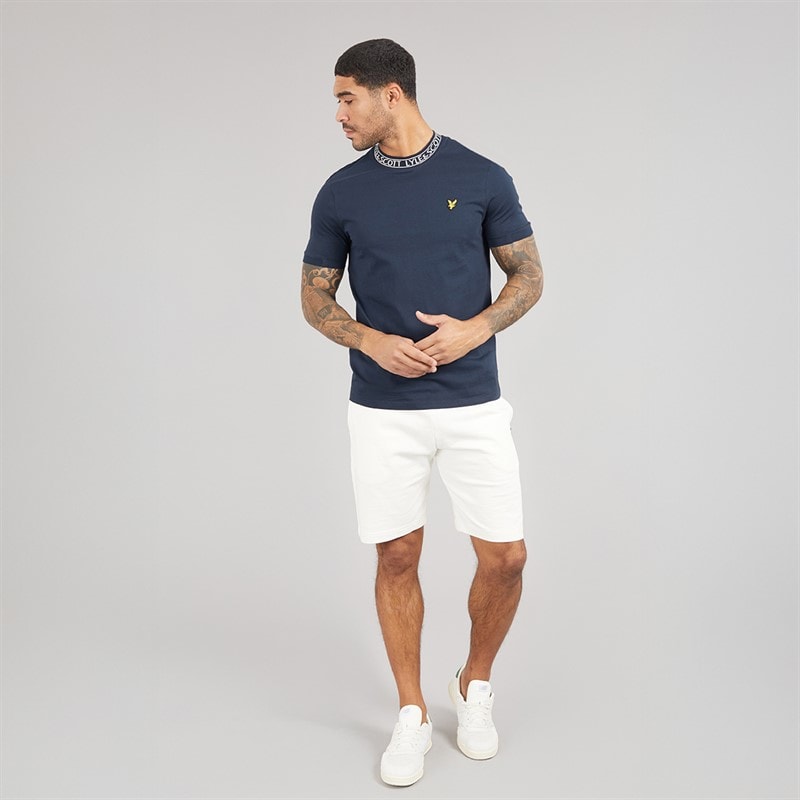 Lyle And Scott Vintage Herre Logo Ribbet T-shirt Y070 Dark Navy/Bone White - Billede 4
