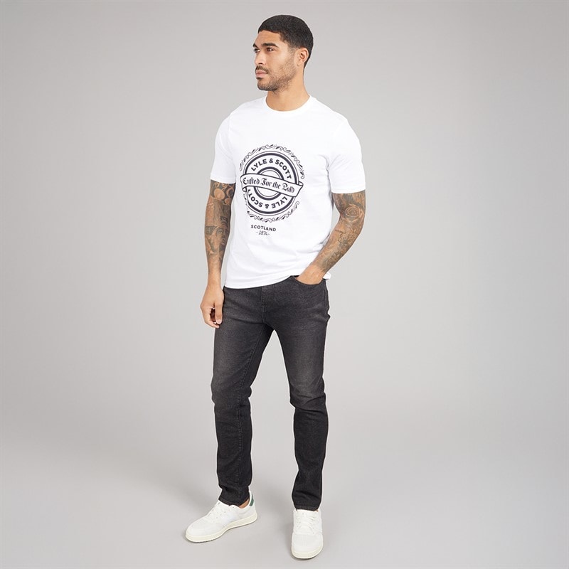 Lyle And Scott Vintage Herre Grafisk T-shirt 626 White - Billede 3