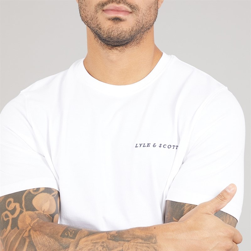 Lyle And Scott Vintage Herre Script T-shirt 626 White - Billede 3