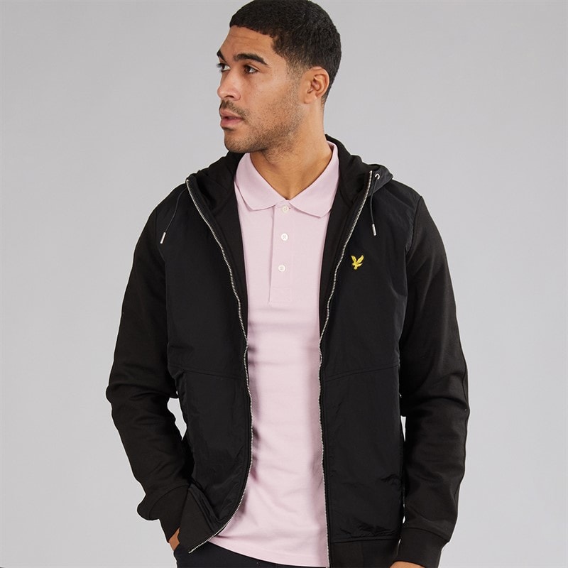 Lyle And Scott Vintage Herre Half Raglan Hybrid Hættetrøje Z865 Jet Black - Billede 1