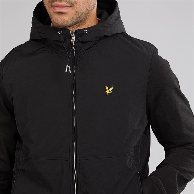 Lyle And Scott Vintage Herre Half Raglan Hybrid Hættetrøje Z865 Jet Black - Billede 3