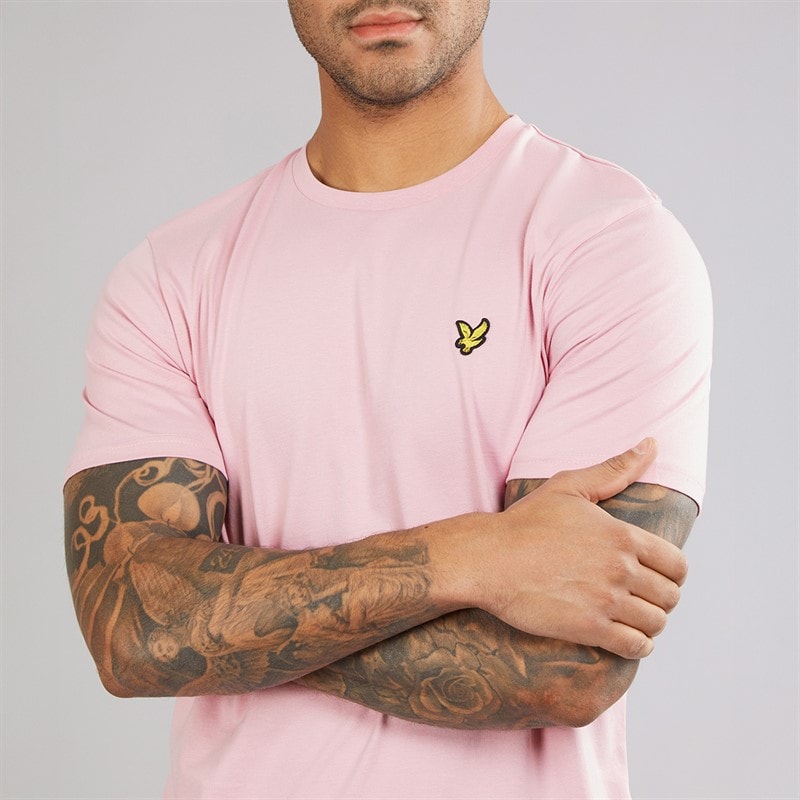 Lyle And Scott Vintage Herre Ensfarvet T-shirt Pink Light - Billede 3