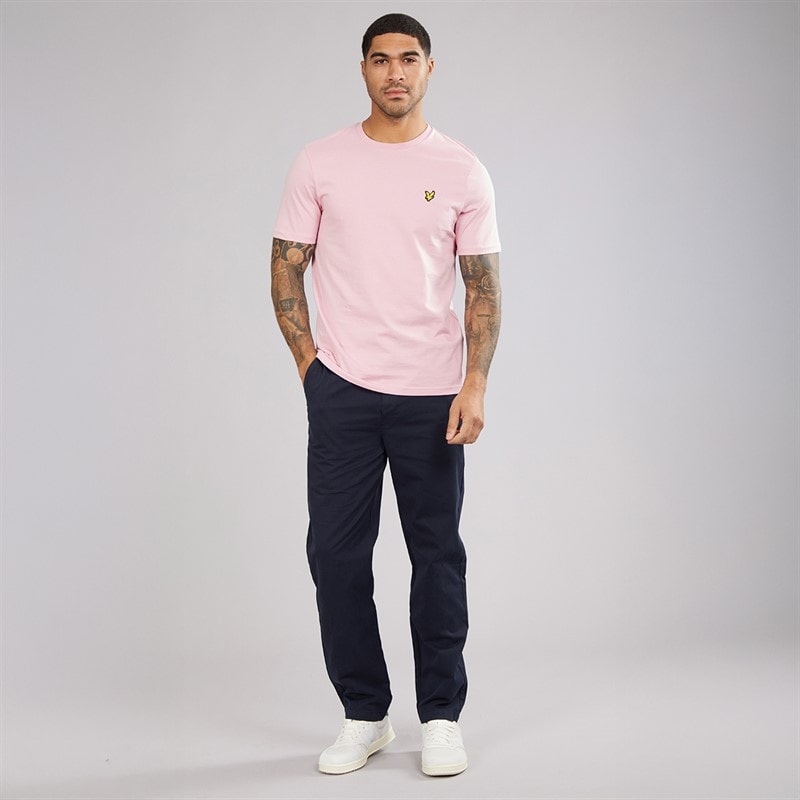 Lyle And Scott Vintage Herre Ensfarvet T-shirt Pink Light - Billede 4