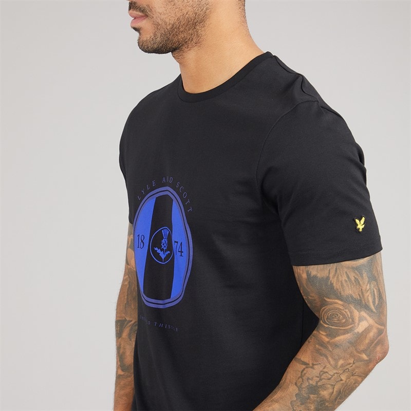 Lyle And Scott Vintage Herre Sporty Thistle Grafik T-shirt X779 Jet Black/Now Blue - Billede 3