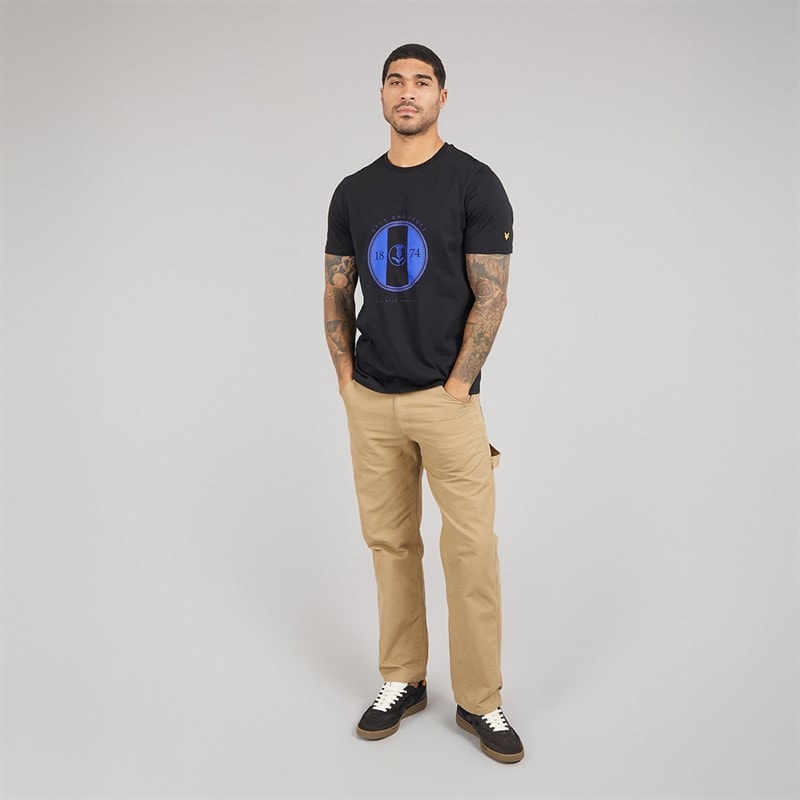Lyle And Scott Vintage Herre Sporty Thistle Grafik T-shirt X779 Jet Black/Now Blue - Billede 4