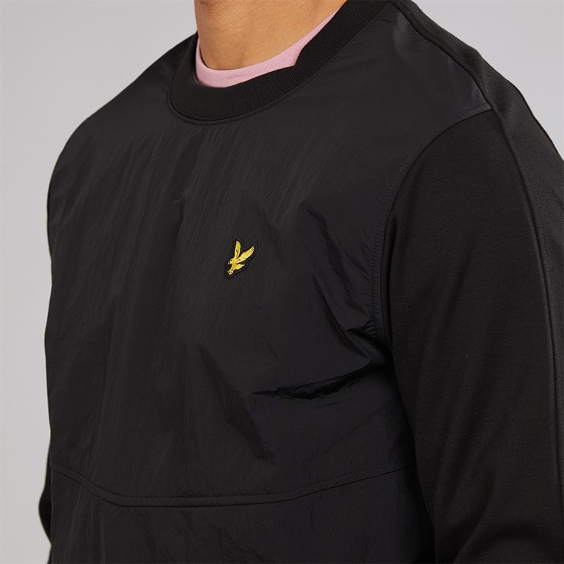 Lyle And Scott Vintage Herre Halv Raglan Hybrid Sweatshirt Z865 Jet Black - Billede 3
