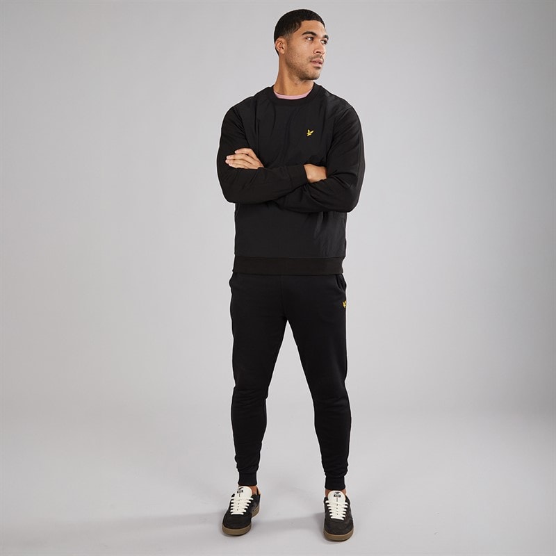Lyle And Scott Vintage Herre Halv Raglan Hybrid Sweatshirt Z865 Jet Black - Billede 4