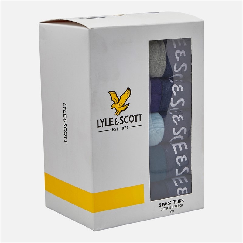 Lyle And Scott Vintage Herre Miller Fem Pak Boxer Trusser Grey Marl/Blue Ribbon/Chambray Blue/Sailor Blue/Peacoat - Billede 2
