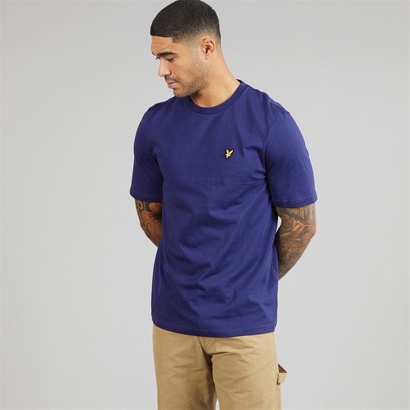 Lyle And Scott Vintage Herre mellemvægt bomulds T-shirt Deep Indigo - Billede 3