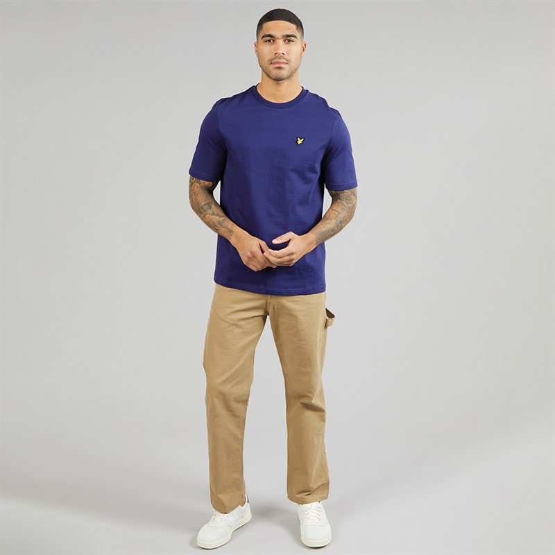 Lyle And Scott Vintage Herre mellemvægt bomulds T-shirt Deep Indigo - Billede 4