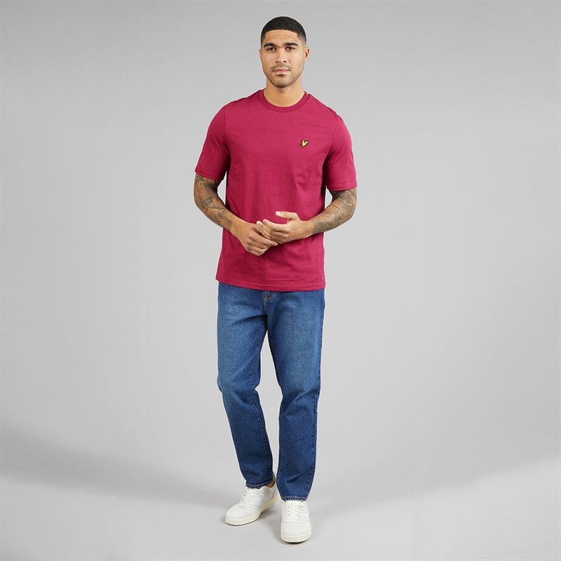 Lyle And Scott Vintage Herre mellemvægt bomulds T-shirt Rich Burgundy - Billede 4
