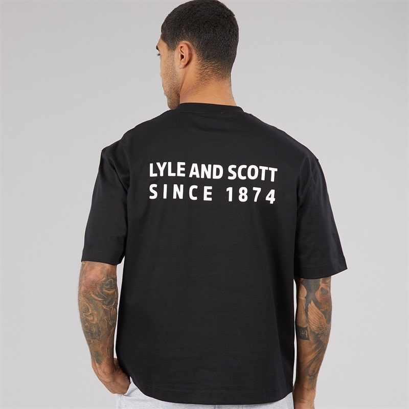 Lyle And Scott Vintage Herre Oversized 1874 T-shirt Jet Black - Billede 3