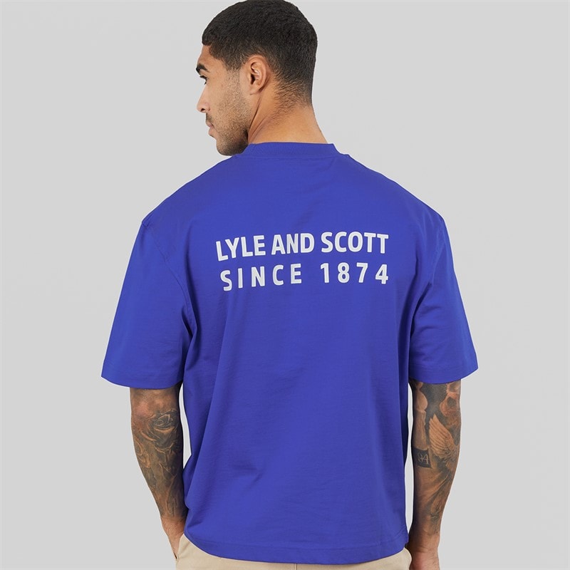 Lyle And Scott Vintage Herre Oversized 1874 T-shirt Midnight Blue - Billede 2