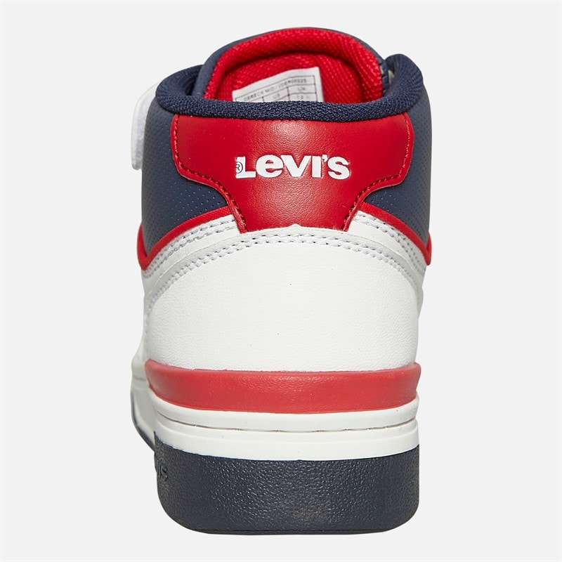 Levi's Børn Dereck Hi-Top Sneakers Hvid Navy Rød 0218 - Billede 3