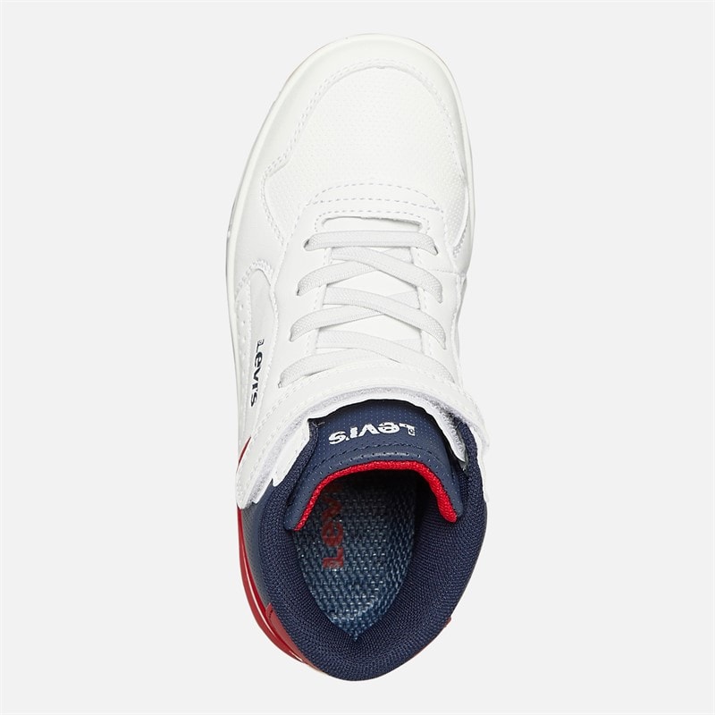 Levi's Børn Dereck Hi-Top Sneakers Hvid Navy Rød 0218 - Billede 4