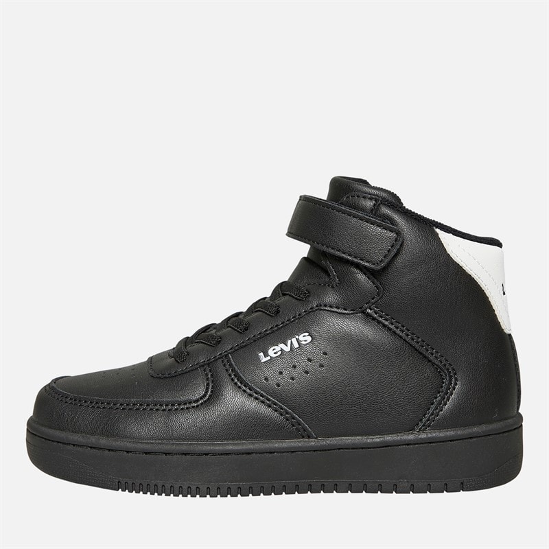 Levi's Børne Nye Union Hi Top Sneakers Sort Hvid 0008