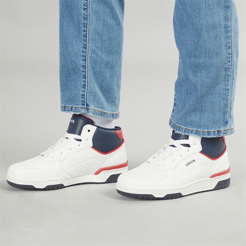 Levi's Junior Dereck Hi Top Sneakers Hvid Navy Rød 0218