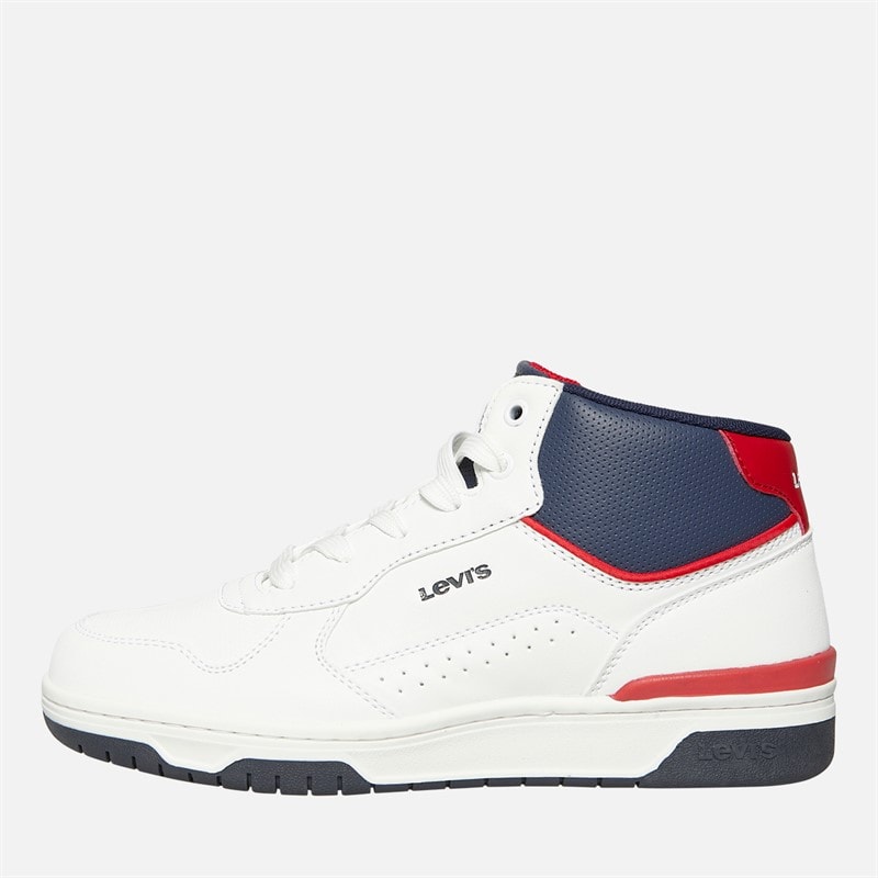 Levi's Junior Dereck Hi Top Sneakers Hvid Navy Rød 0218 - Billede 2