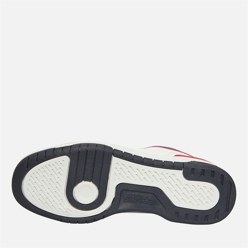 Levi's Junior Dereck Hi Top Sneakers Hvid Navy Rød 0218 - Billede 3