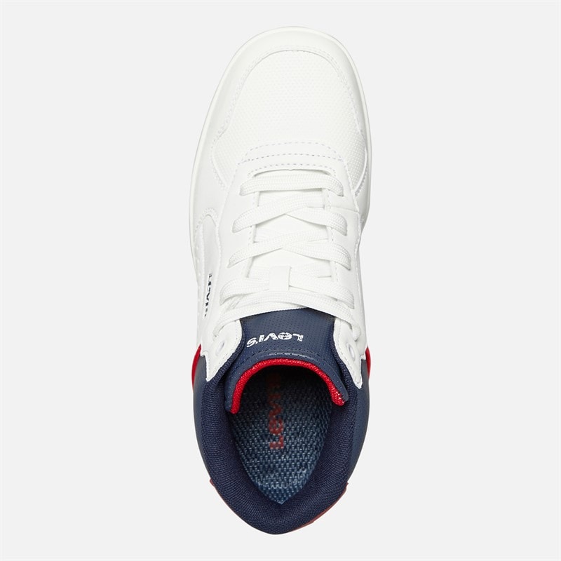 Levi's Junior Dereck Hi Top Sneakers Hvid Navy Rød 0218 - Billede 5