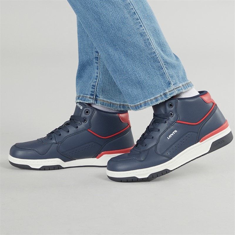 Levi's Junior Dereck Hi Top Sneakers Marine Rød 0290 - Billede 1