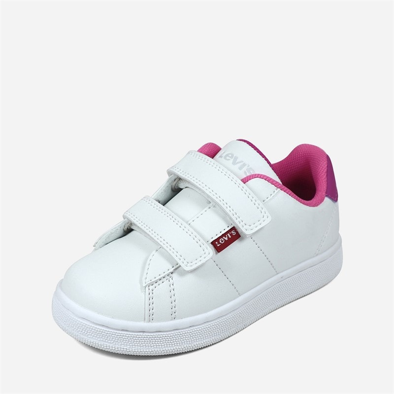 Levi's Piger Klokkeslæt Sneakers White Fuxia 0069 - Billede 4