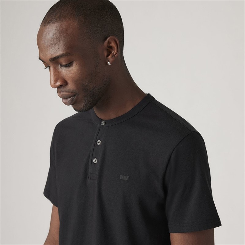 Levi's Herre Kortærmet HM T-shirt Henley Mineral Black - Billede 3