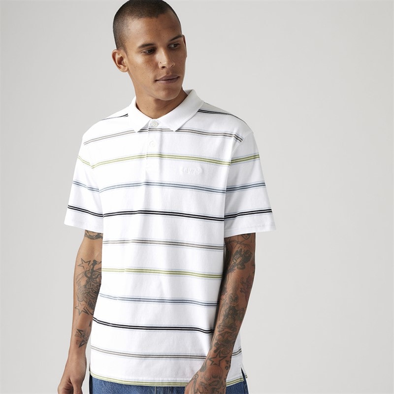 Levi's Herre Ægte Polo Skjorte Rowan Stripe Bright White