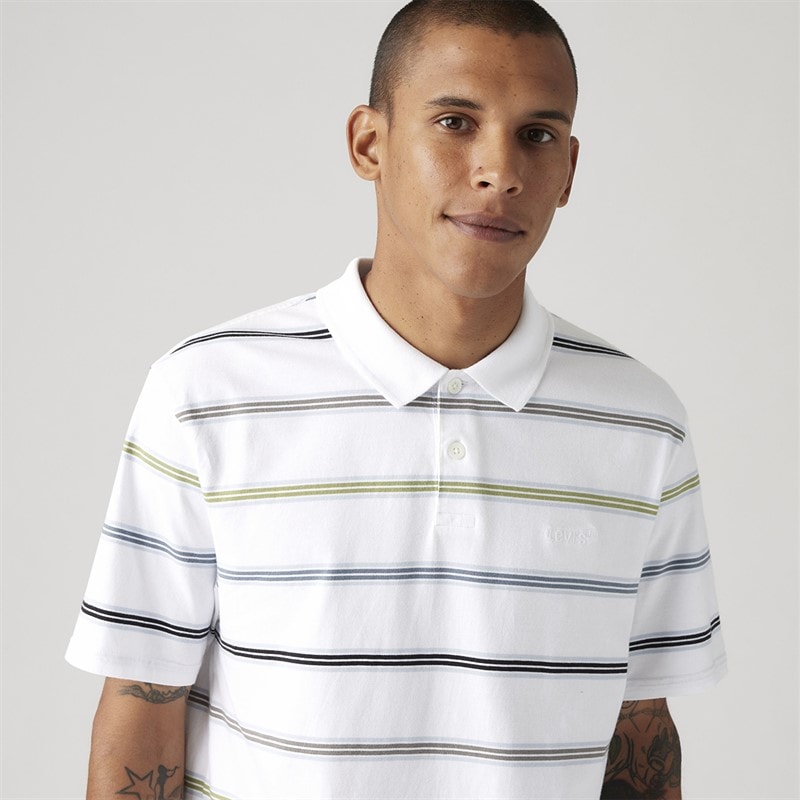 Levi's Herre Ægte Polo Skjorte Rowan Stripe Bright White - Billede 3