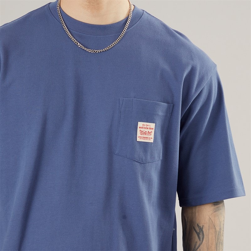 Levi's Herre Arbejdstøj T-shirt Blue Indigo - Billede 5