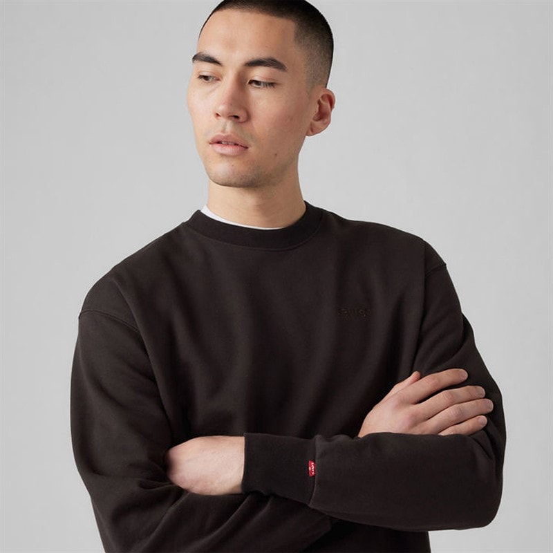 Levi's Herre Authentic Crew Sweatshirt Black Agate Garment Dye - Billede 3