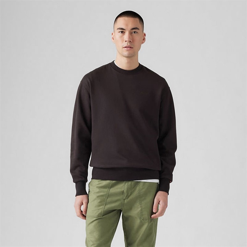 Levi's Herre Authentic Crew Sweatshirt Black Agate Garment Dye - Billede 4