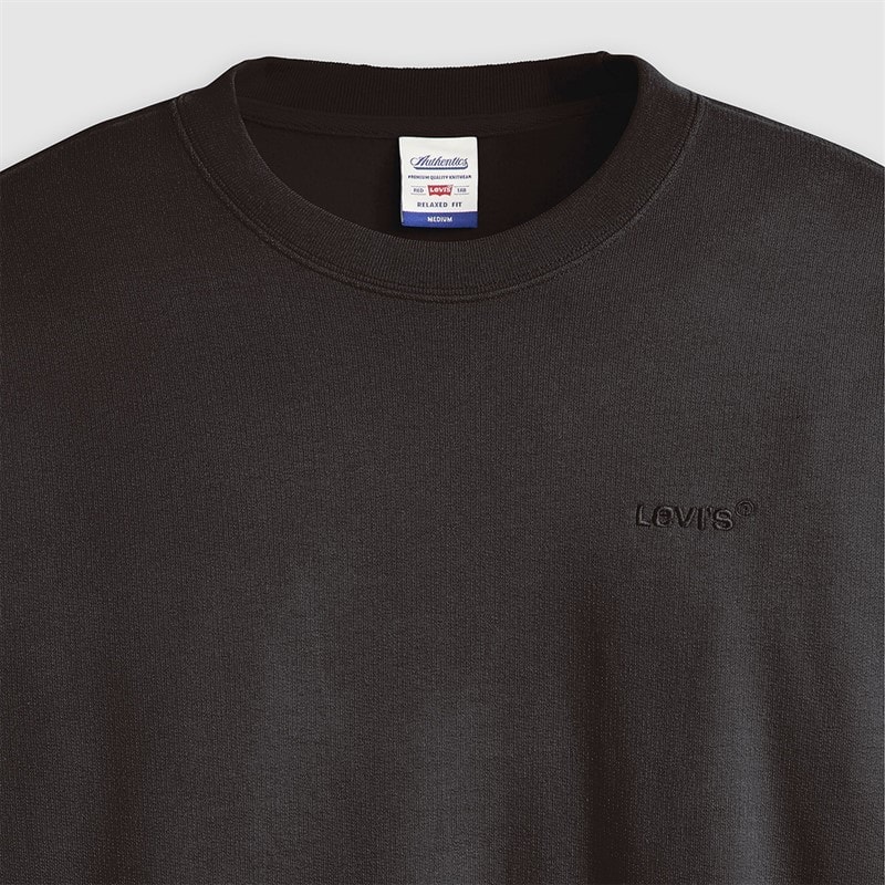 Levi's Herre Authentic Crew Sweatshirt Black Agate Garment Dye - Billede 5