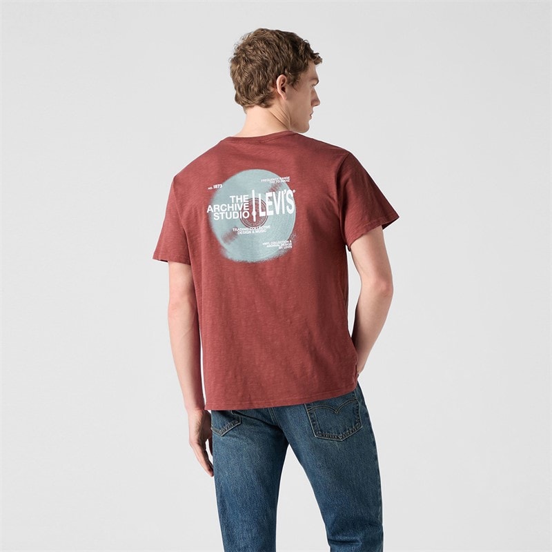 Levi's Herre T-shirt med afslappet pasform Levis Records 1 Crushed Berry - Billede 4