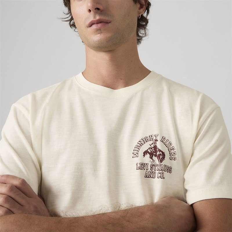 Levi's Herre T shirt afslappet pasform Egret - Billede 3