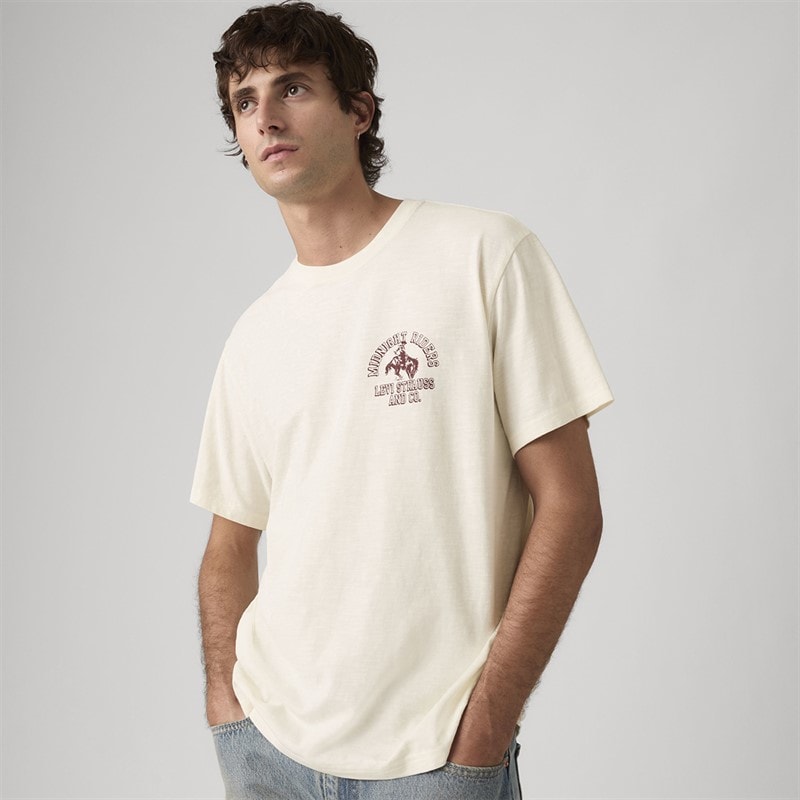 Levi's Herre T shirt afslappet pasform Egret - Billede 4