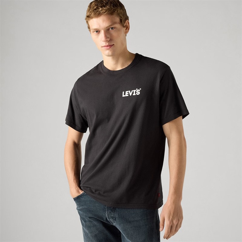 Levi's Herre T shirt afslappet pasform Kaviar - Billede 4