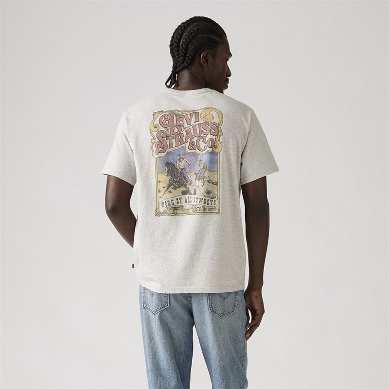 Levi's Herre T shirt afslappet pasform Slidt af cowboys Lys hede grå - Billede 2