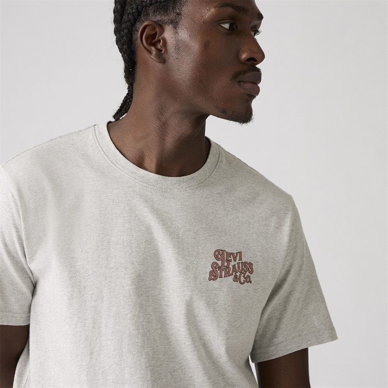 Levi's Herre T shirt afslappet pasform Slidt af cowboys Lys hede grå - Billede 3