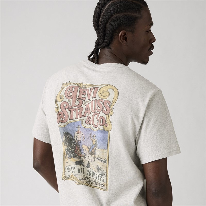 Levi's Herre T shirt afslappet pasform Slidt af cowboys Lys hede grå - Billede 4